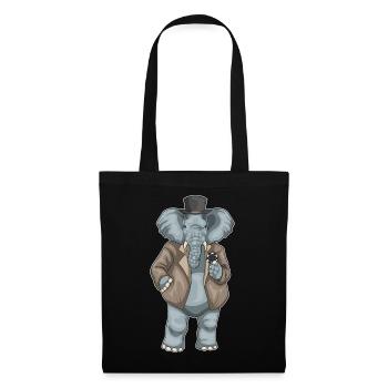 Elefant Poker Pokerchips - Stoffbeutel - Schwarz - Vorne