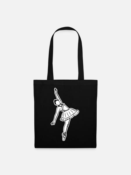 Ballerina Zeichnung - Stoffbeutel - Schwarz
