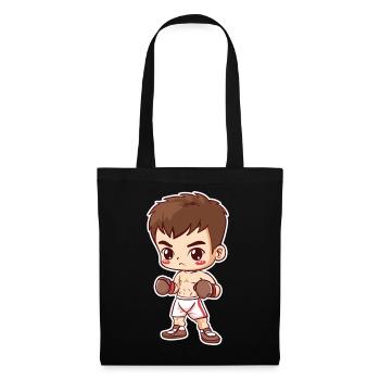 Kickboxer Junge Cartoon Stil - Stoffbeutel - Schwarz - Vorne