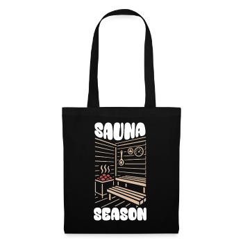 Saison du sauna - Sauna - Dicton - Sac en tissu - noir - Devant