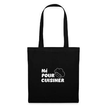 Né pour cuisiner - Sac en tissu - noir - Devant