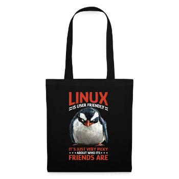 Linux Is User-Friendly Just Picky About Friends - Stoffbeutel - Schwarz - Vorne