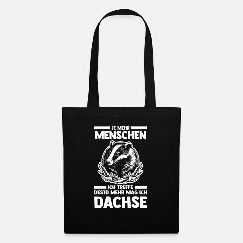 Tiermotiv Dachs - Stoffbeutel - Schwarz