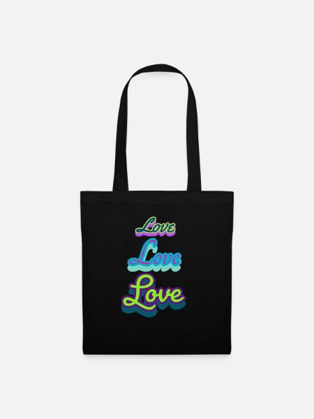 Love Love Love - Stoffbeutel - Schwarz