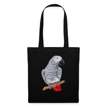 Graupapagei African Grey Parrot Papagei - Stoffbeutel - Schwarz - Vorne