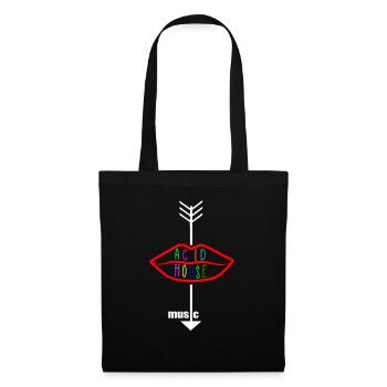 Acid-House-Musik-Logo-Lippe - Stoffbeutel - Schwarz - Vorne