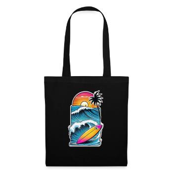 surf plage palmier soleil vacances - Sac en tissu - noir - Devant