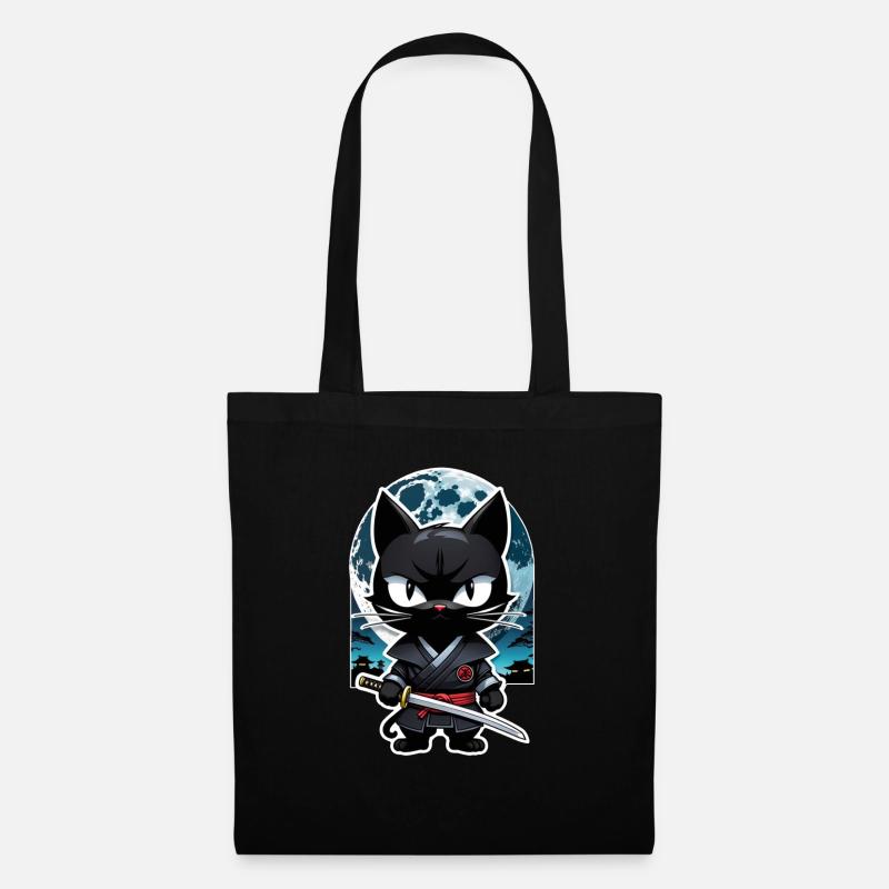 Ninja Cat - Samurai Kitten - Tote Bag - black