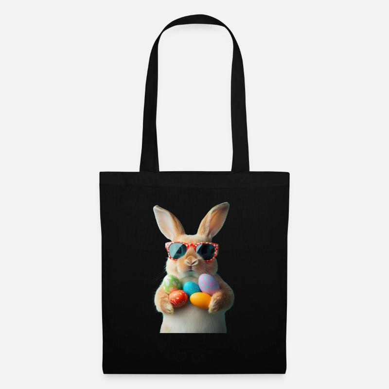 Osterhase - Stoffbeutel - Schwarz