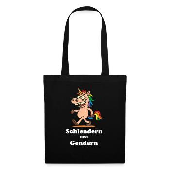Schlender und Gendern - Stoffbeutel - Schwarz - Vorne