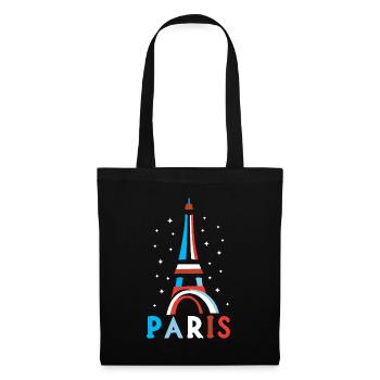 Geschenk Grafikdesign Paris Tour Eiffel Frankreich - Stoffbeutel - Schwarz - Vorne