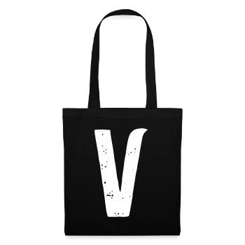 Lettre V - Sac en tissu - noir - Devant