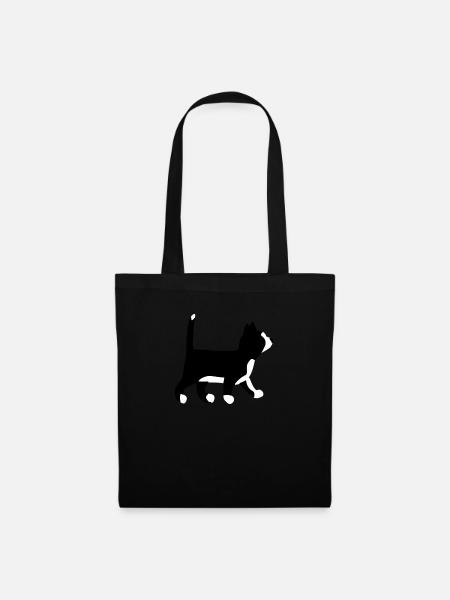 Kleine Katze geht - Stoffbeutel - Schwarz