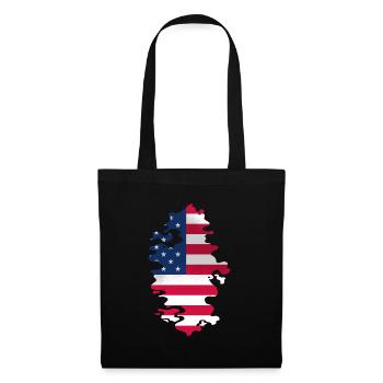 USA Flagge Amerika Fahne Stars & Stripes Patriot - Stoffbeutel - Schwarz - Vorne