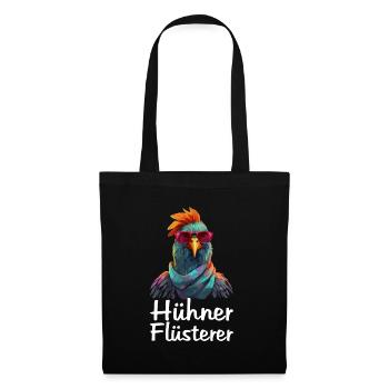 Hühner Flüsterer Huhn Landwirt Bauer Hahn Gockel - Stoffbeutel - Schwarz - Vorne