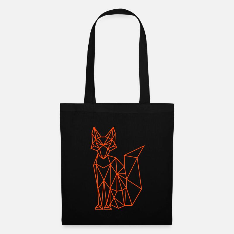 Fuchs | Fox | Polygone - Stoffbeutel - Schwarz