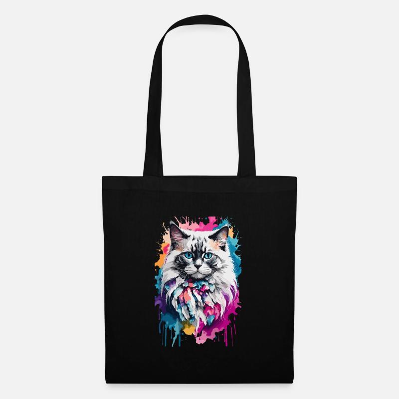 Ragdoll Niedliche Katze in buntem und coolem Design - Stoffbeutel - Schwarz
