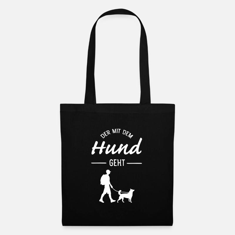Der Mit Dem Hund Geht - Stoffbeutel - Schwarz