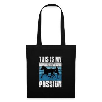 This is my Passion Trabrennen Trabreiten Retro - Stoffbeutel - Schwarz - Vorne