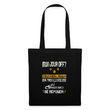Humour Drôle Bûcheron Tronçonneuse - Sac en tissu - noir - Devant
