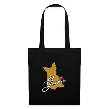Yorkie Silhouette Yorkshire Terrier mit Herz - Stoffbeutel - Schwarz - Vorne