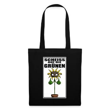 Gegen Grüne Politik Sonnenblume - Stoffbeutel - Schwarz - Vorne