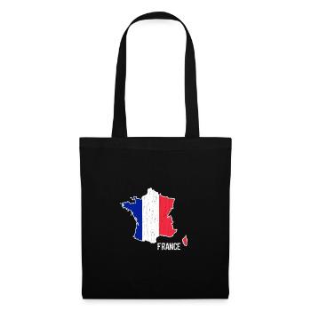 Frankreich Flagge Landkarte Umriss - Stoffbeutel - Schwarz - Vorne