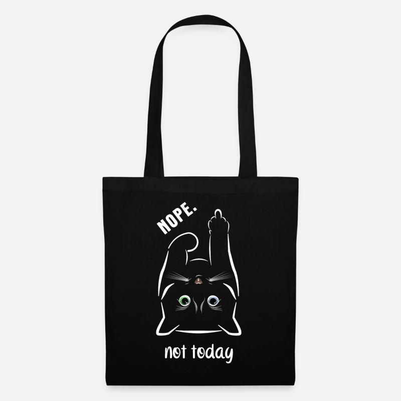 Nope. Not Today - Katze mit Mittelfinger - Stoffbeutel - Schwarz
