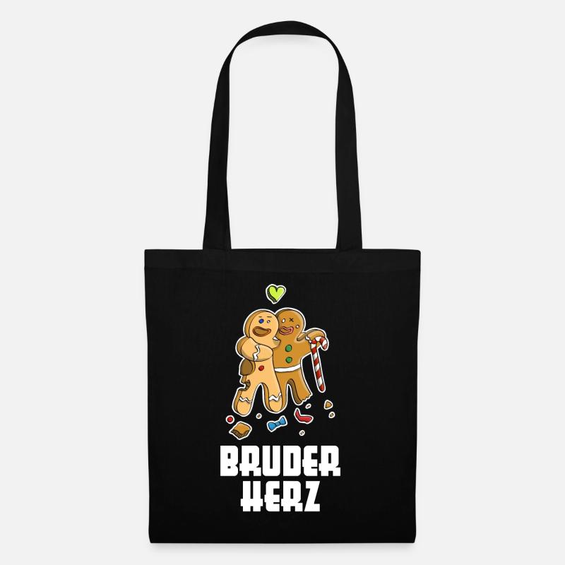 Lebkuchen Bruder Herz Weihnachten lustiger Spruch - Stoffbeutel - Schwarz