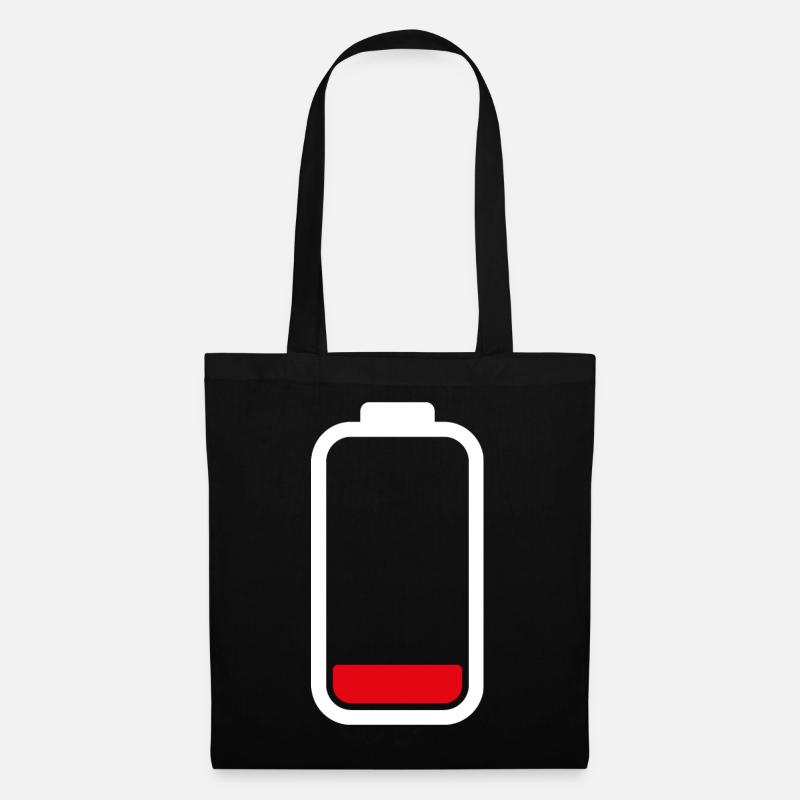 LOW BATTERY - White - Stoffbeutel - Schwarz