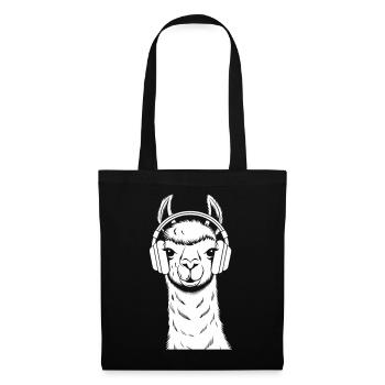 Cool Llama with Headphones - Tote Bag - black - Front