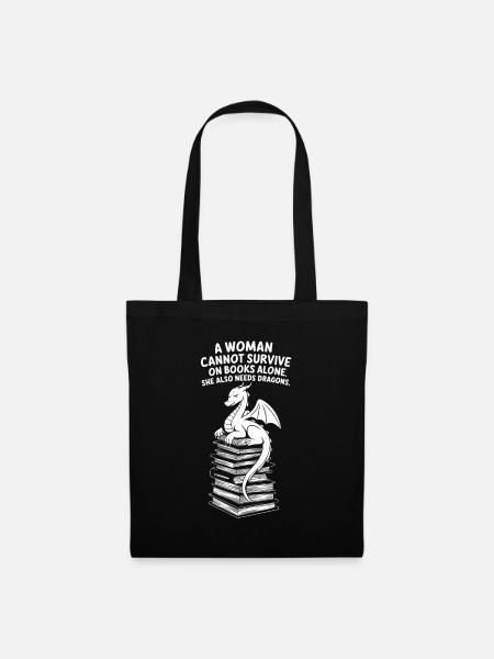 Books & Dragons – Perfect Fantasy Design - Tote Bag - black