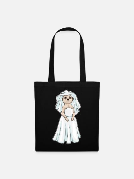 Erdmännchen Braut Schleier Hochzeit - Stoffbeutel - Schwarz