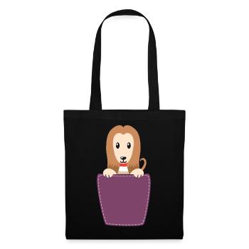 Windhund In Der Brusttasche - Stoffbeutel - Schwarz - Vorne