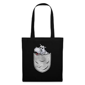 Nilpferd In Der Tasche Tier Brusttasche Nilpferd - Stoffbeutel - Schwarz - Vorne