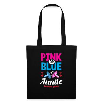 Pink or Blue Auntie Loves You Gender Reveal Party - Stoffbeutel - Schwarz - Vorne