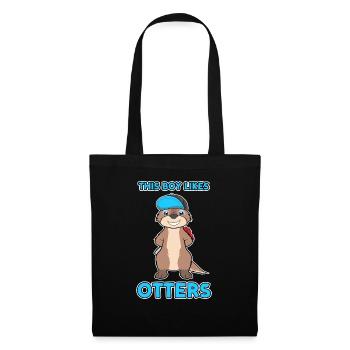 Boy Likes Otters Cool Quote Sea Otter Forest - Sac en tissu - noir - Devant