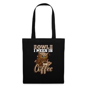 Owl I Need Coffee Monday Cute Owl Tired Office - Tote Bag - black - Front
