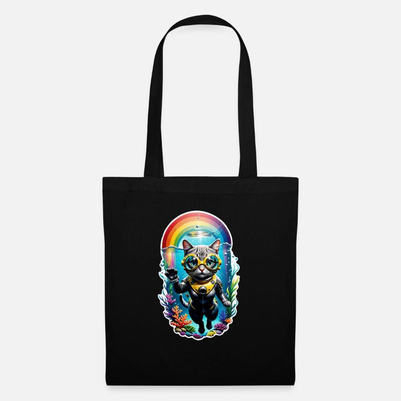 chat faisant de la plongée - Sac en tissu - noir