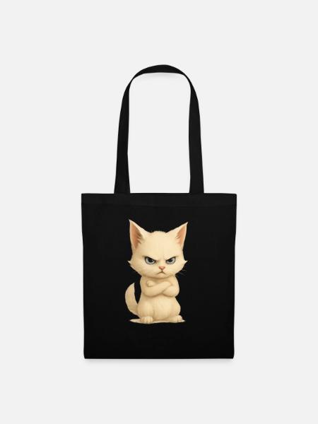 Sassy Cat Gift Angry Kitten Meme Funny Cat Says No - Stoffbeutel - Schwarz