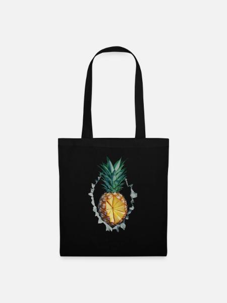 Ananas - Stoffbeutel - Schwarz