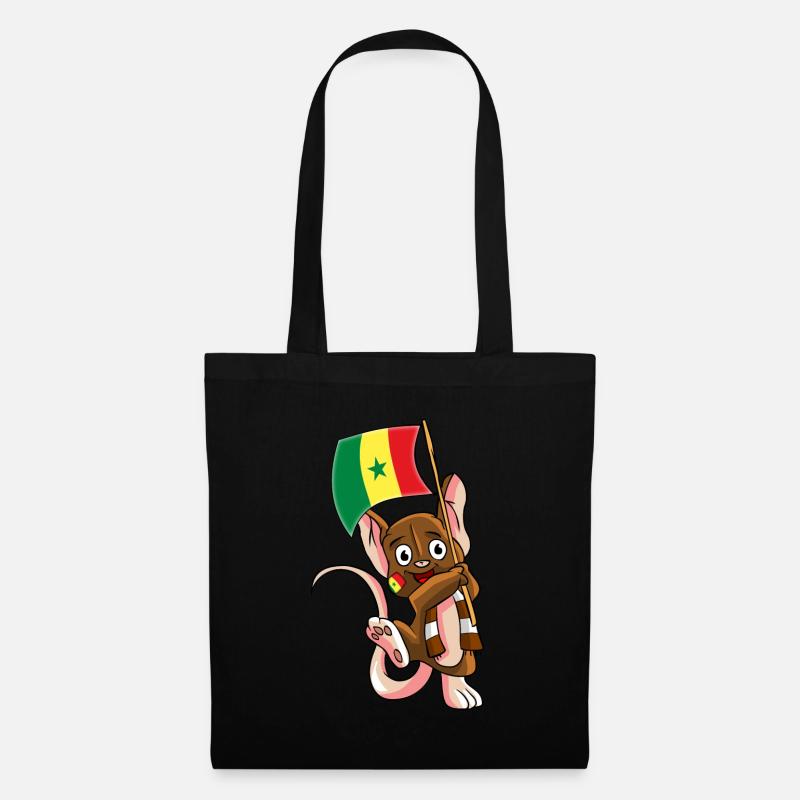 Senegal Fan Maus - Stoffbeutel - Schwarz