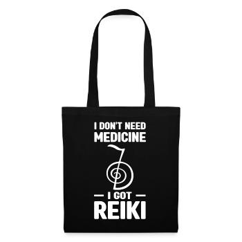 Reiki Heilenergie | Achtsamkeit Esoterik Geschenk - Stoffbeutel - Schwarz - Vorne