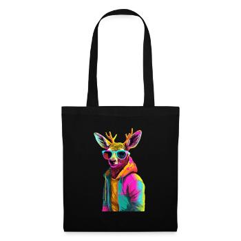 Deer with Sunglasses Colorful Cool Deer Forest Animal - Tote Bag - black - Front