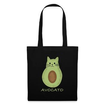 Avocato | Avocado, lustige Katze, Gemüse - Stoffbeutel - Schwarz - Vorne