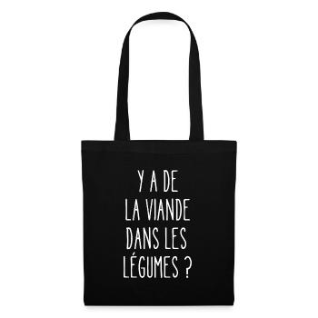y a de la viande dans les légumes - Sac en tissu - noir - Devant