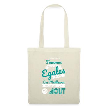 Anniversaire - Les meilleures naissent 19 Août - Sac en tissu - nature - Devant
