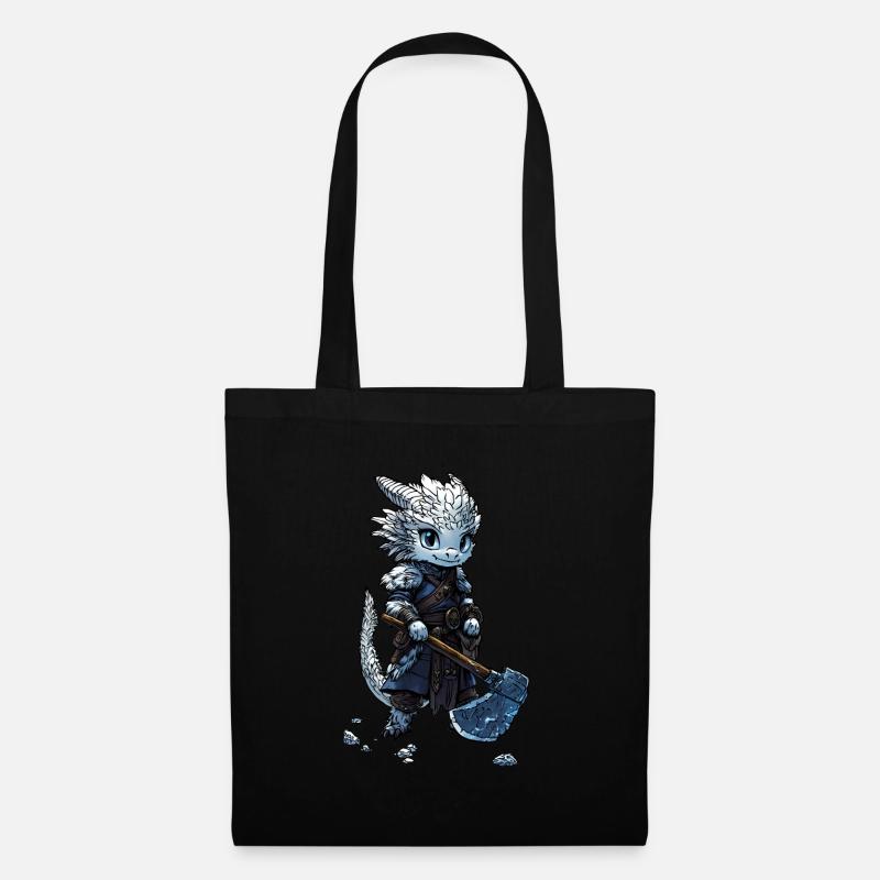 Barbarian Ice drakonischer Charakter - Dragonborn RPG - Stoffbeutel - Schwarz