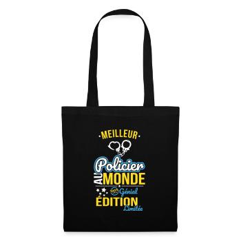 Meilleur Policier au monde - 100% génial - Sac en tissu - noir - Devant
