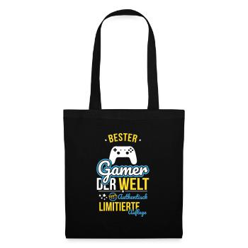 Bester Gamer der Welt - 100% Authentisch - Stoffbeutel - Schwarz - Vorne